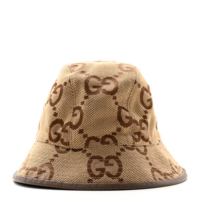 Gucci Monogram Jumbo GG Bucket Hat M Camel Ebony New Acero 3 of 9