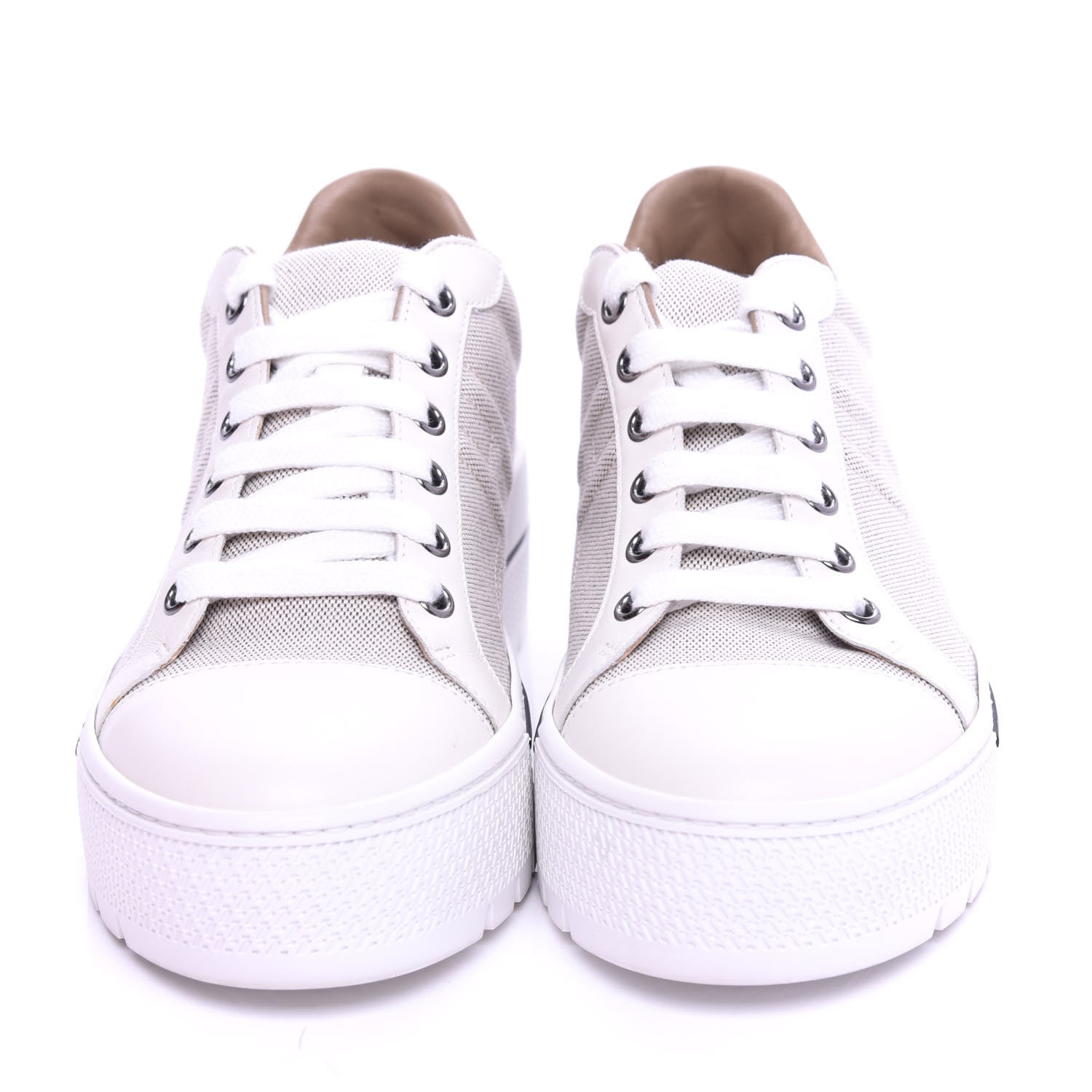 Hermes Canvas Calfskin Womens Voltage Sneakers 37 Prunoir White 5 of 10