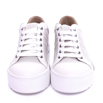 Hermes Canvas Calfskin Womens Voltage Sneakers 37 Prunoir White 5 of 10