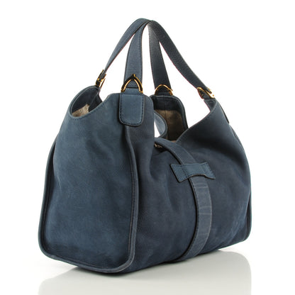 Gucci Nubuck Medium Soft Stirrup Shoulder Bag Navy 3 of 7