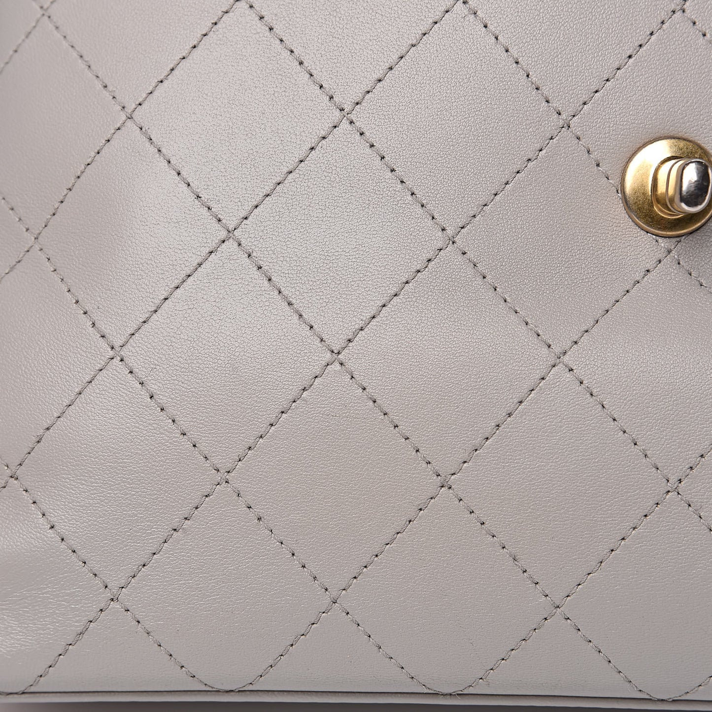 Lambskin Quilted Medium Coco Lux Flap Grey