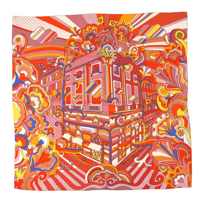 Hermes Cashmere Silk Faubourg Rainbow Shawl 140 Orange Rose Lavande 1 of 3