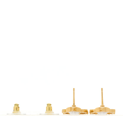 Chanel Metal Crystal Pearl CC Star Earrings Gold Pearly White 3 of 5
