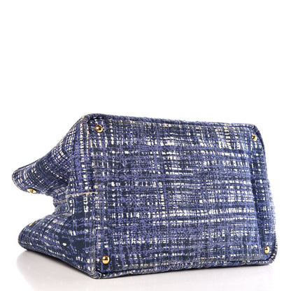 Prada Canapa Tote Blue White 4 of 14