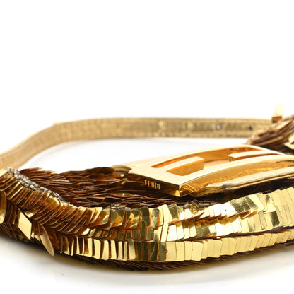 Fendi Sequin Paillettes Mini Half Moon Baguette Gold 7 of 13