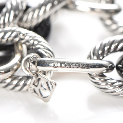David Yurman Sterling Silver Black Ceramic 17mm Extra Large Oval Link Bracelet 6 of 7