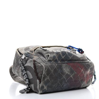 Chanel Graffiti Printed Canvas Medium Backpack Black 3 of 9