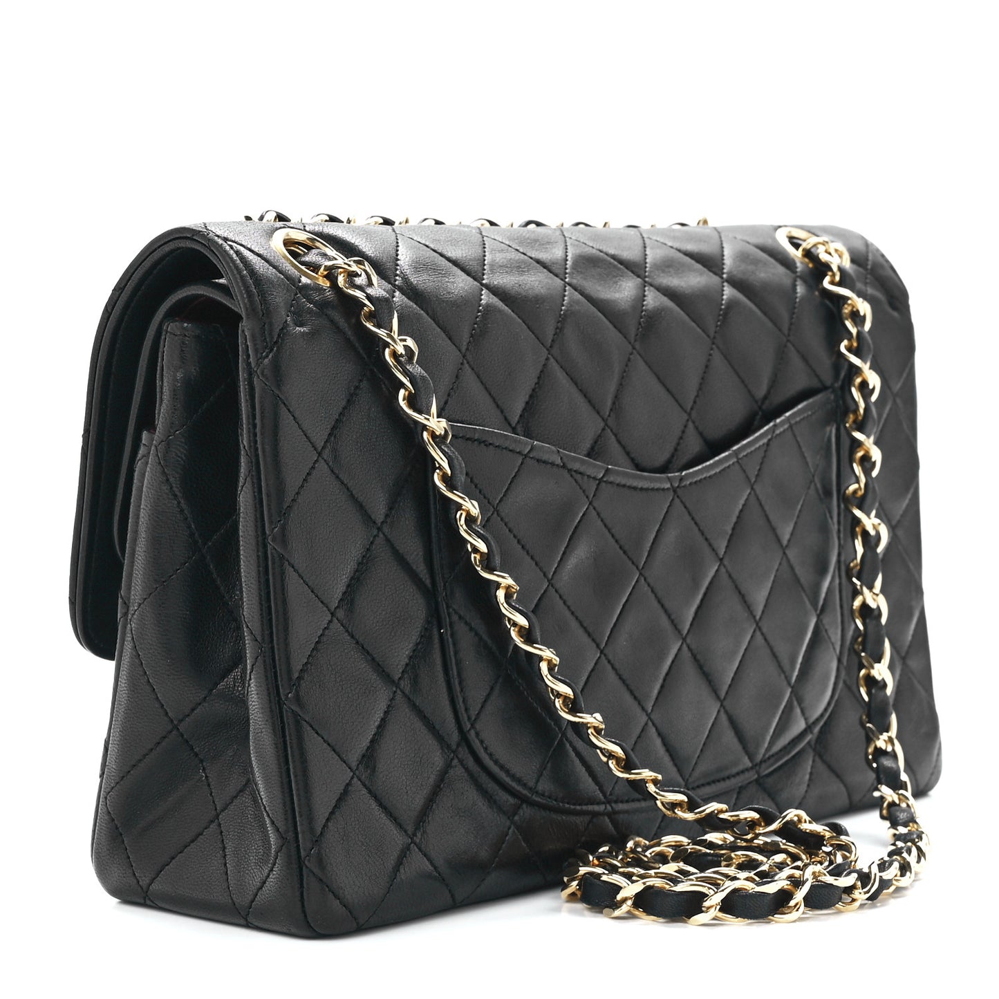 Lambskin Quilted Medium Double Flap Black