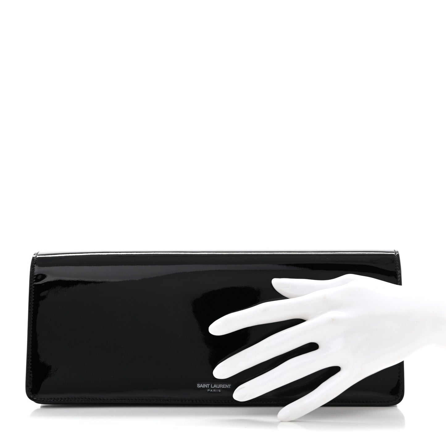 Patent Calfskin Clutch Black
