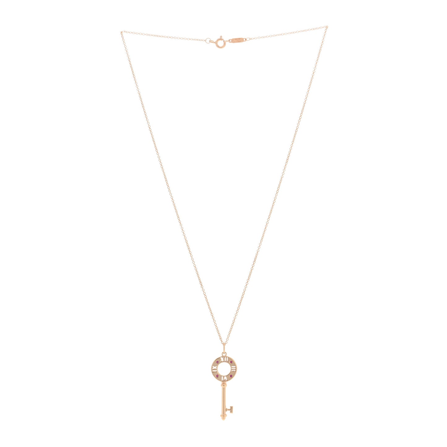 18K Rose Gold Ruby Atlas Pierced Key Pendant Necklace