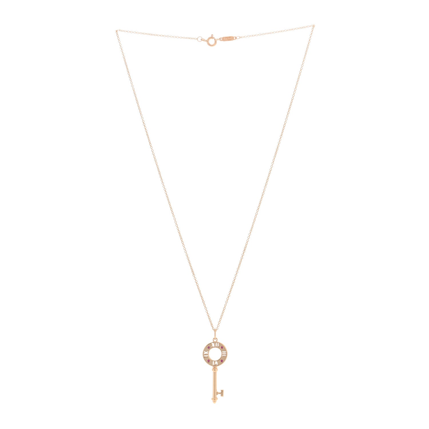 Tiffany 18K Rose Gold Ruby Atlas Pierced Key Pendant Necklace 2 of 4