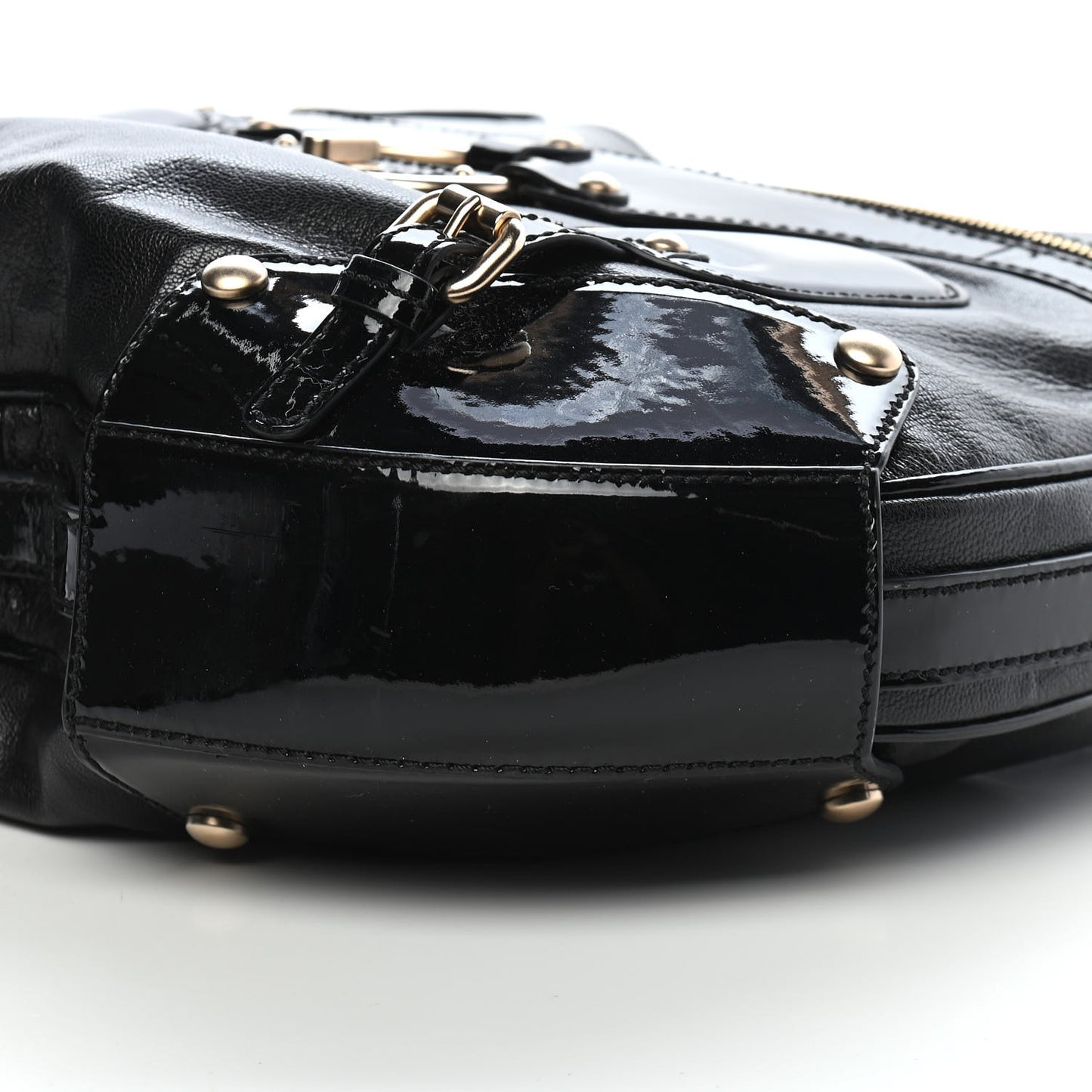 Patent Studded Hobo Black