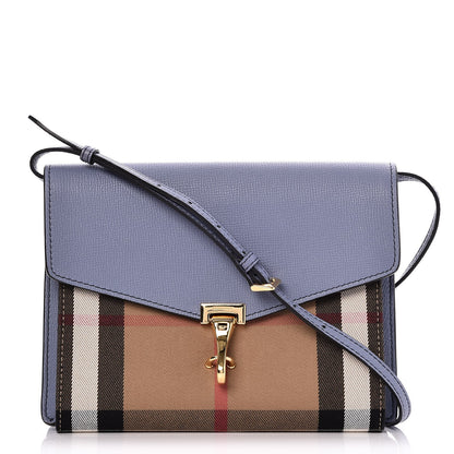 Burberry Derby Calfskin House Check Small Macken Crossbody Bag Slate Blue 1 of 8