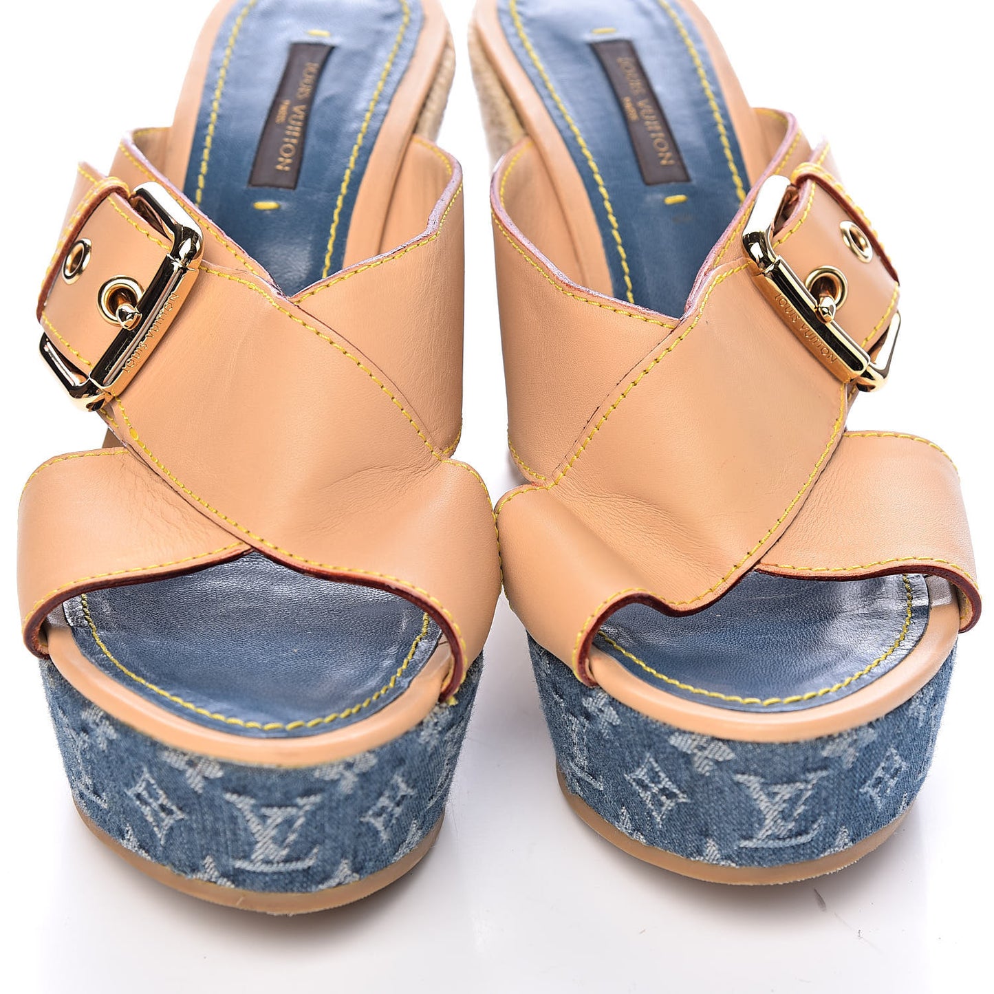 Vachetta Denim Juan Les Pins Espadrille Wedge Heels 38 Blue