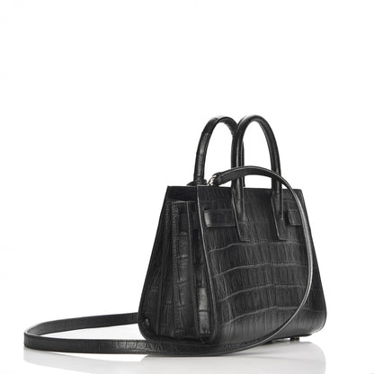 Saint Laurent Calfskin Crocodile Embossed Nano Sac De Jour Black 3 of 7