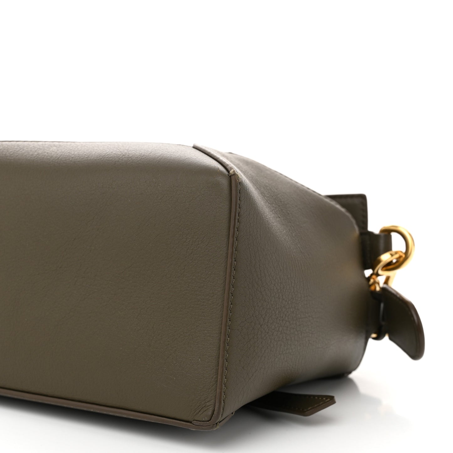 Calfskin Small Puzzle Edge Bag Dark Khaki Green