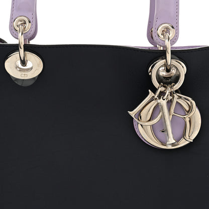 Christian Dior Calfskin Snakeskin Medium Diorissimo Tote Navy Purple Silver 8 of 12