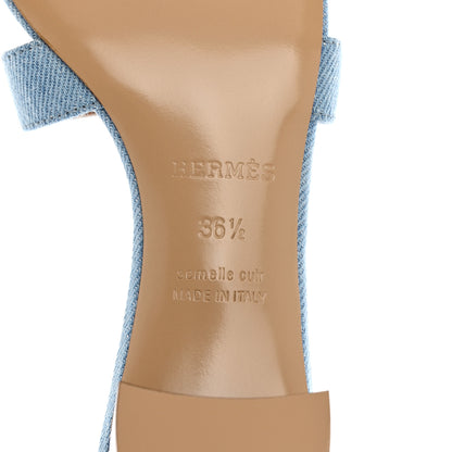 Hermes Denim Oasis Sandals 36.5 Bleu Clair 8 of 9