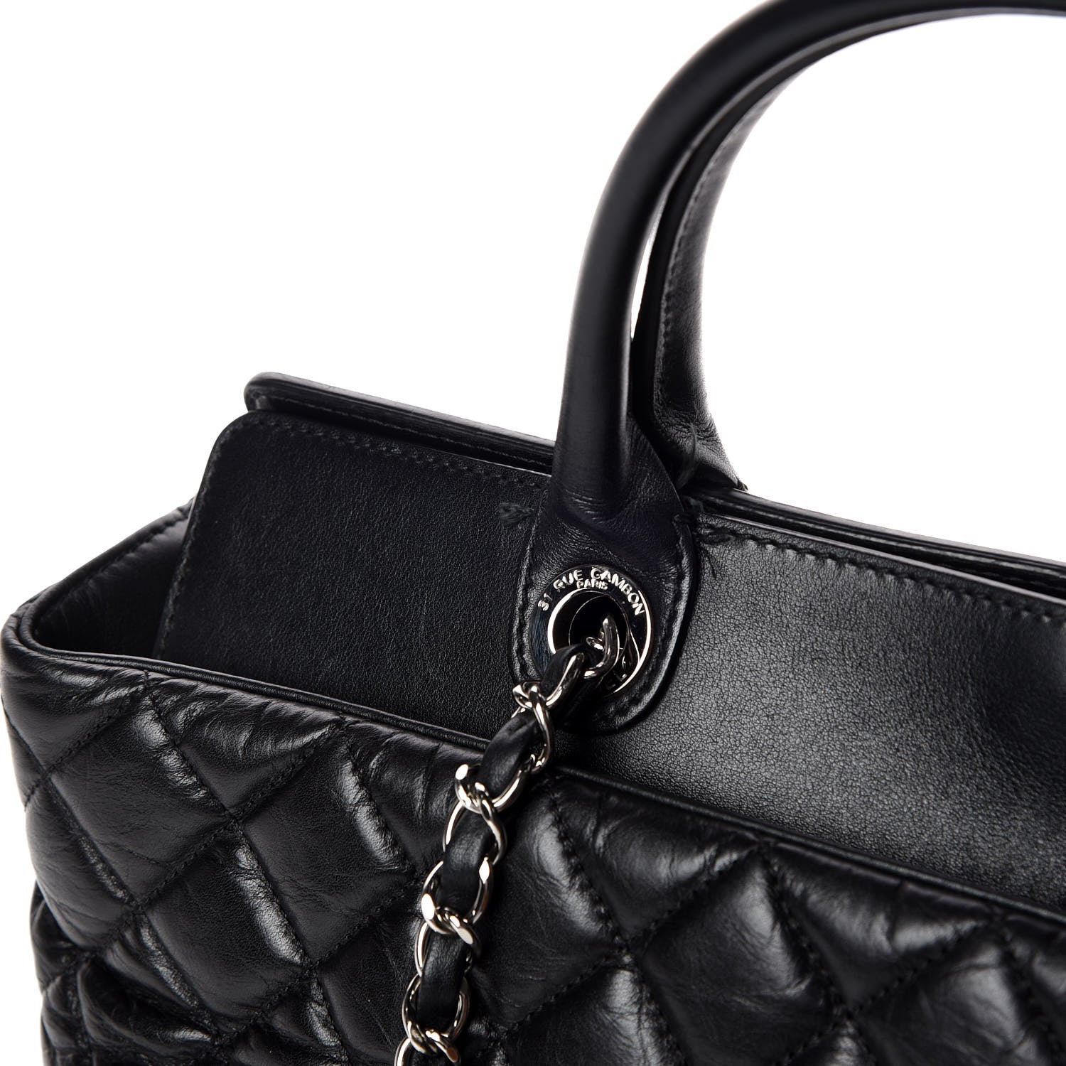 Chanel Aged Calfskin Quilted Be CC Tote Black 17 of 19