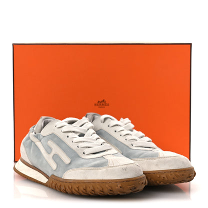 Hermes Suede Goatskin Jet Sneakers 38 Gris Nuage White 18 of 18