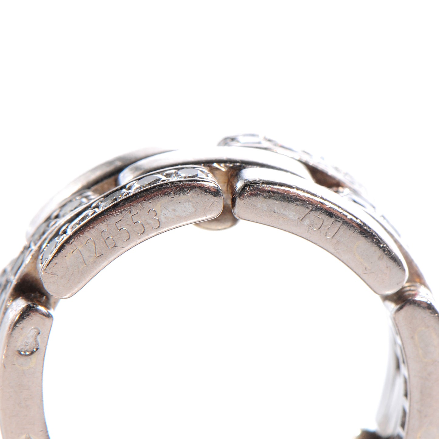 18K White Gold Diamond Maillon Panthere Ring 49 5