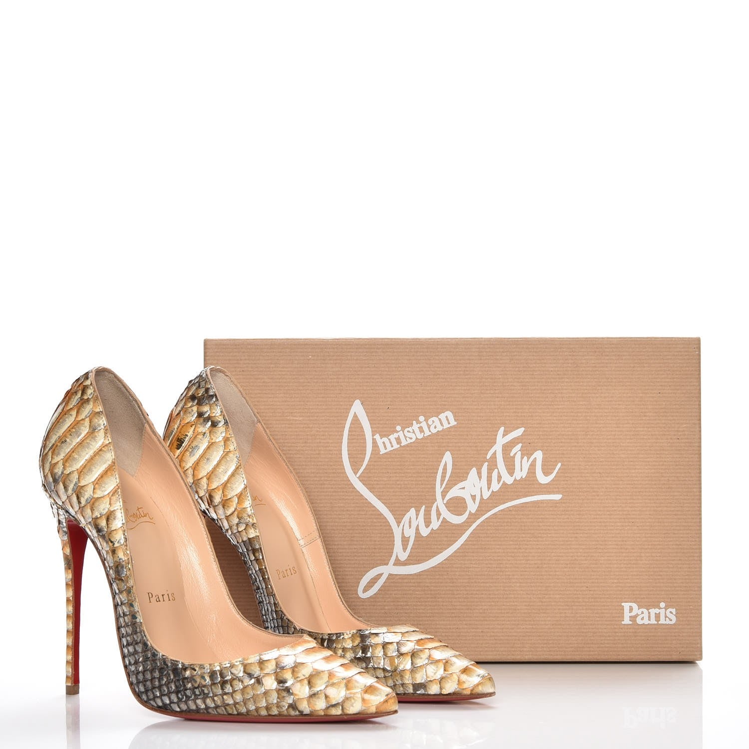 Christian Louboutin Metallic Python So Kate 120 Pumps 37 Gold 8 of 8