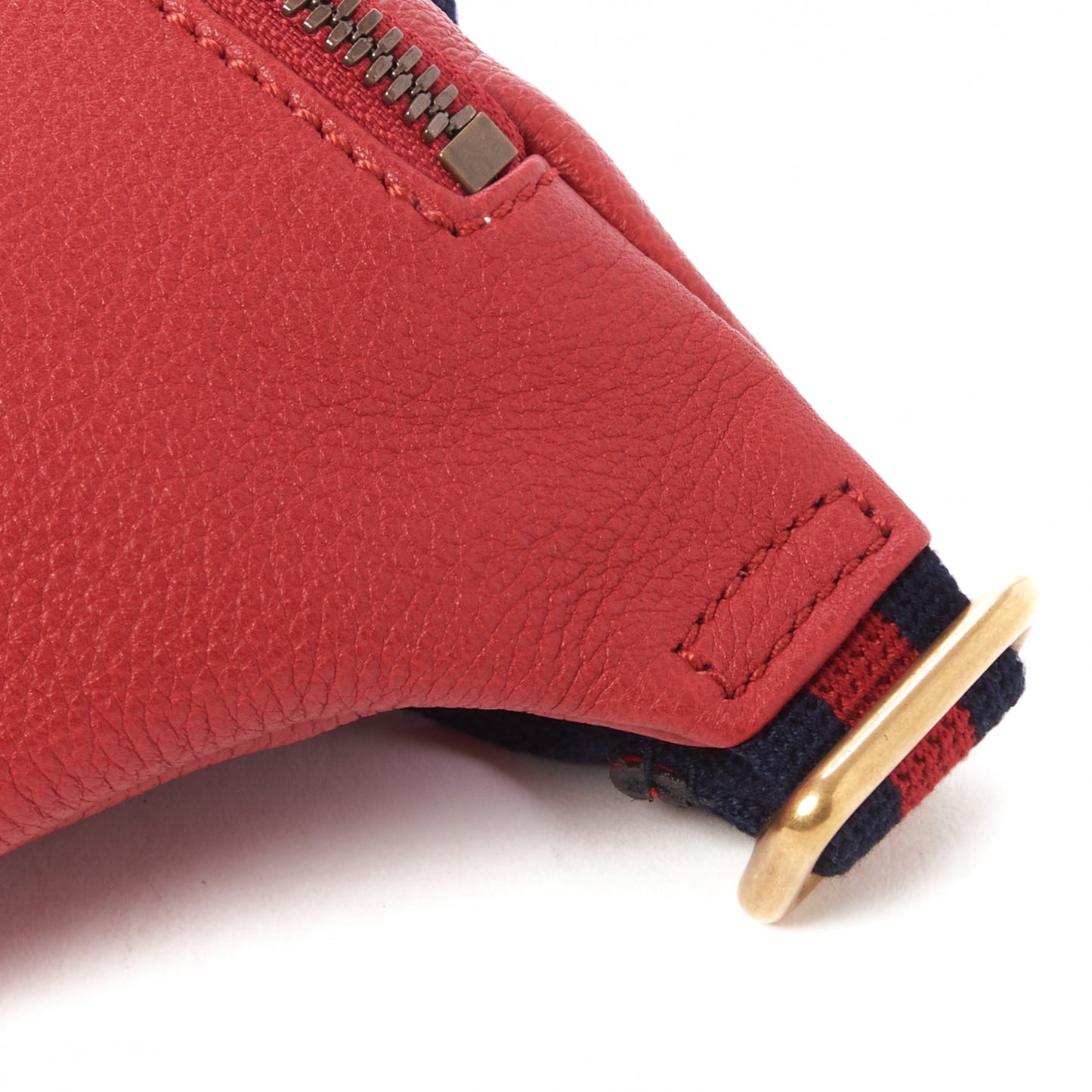 Grained Calfskin Small Logo Belt Bag Hibiscus Red
