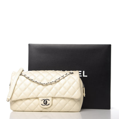 Chanel Caviar Quilted Jumbo Easy Flap Dark White 10 of 10