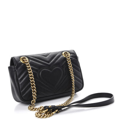 Gucci Calfskin Matelasse Mini GG Marmont Shoulder Bag Black 3 of 14