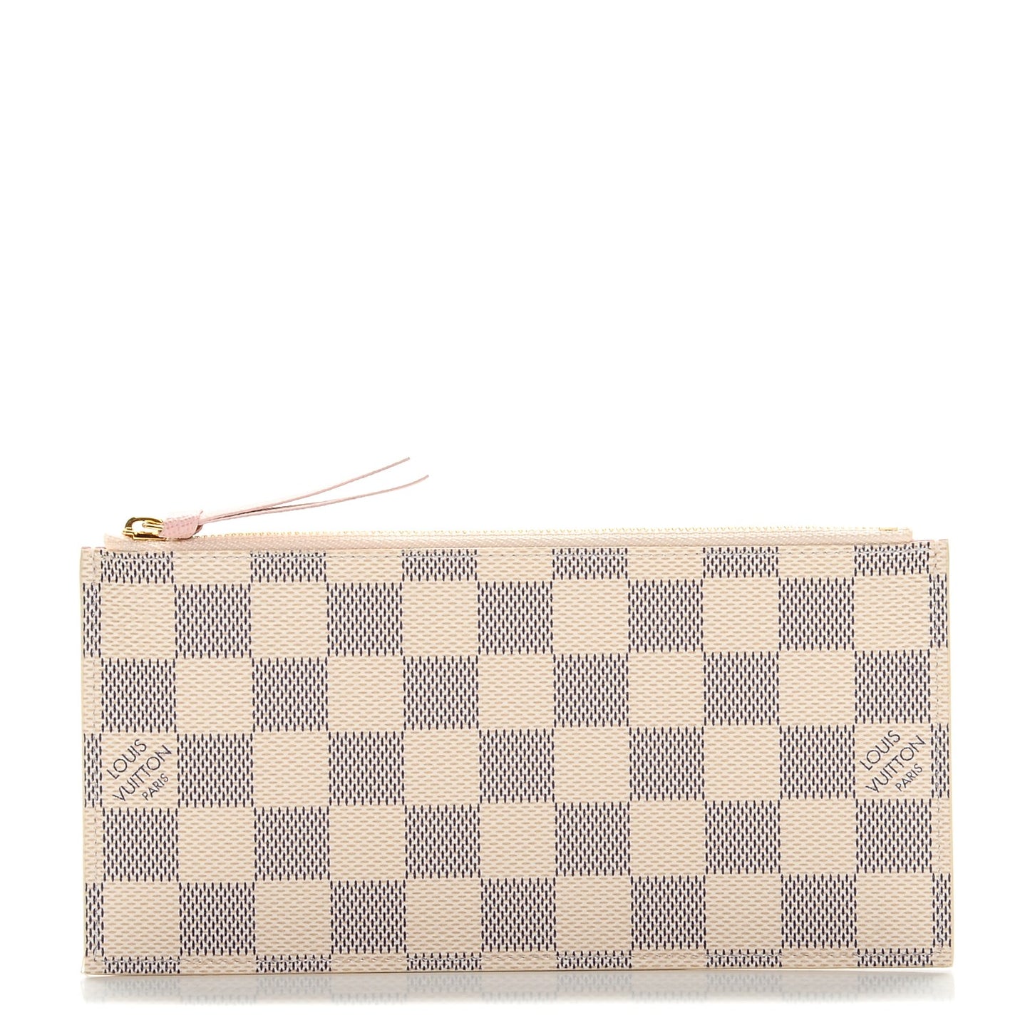 Damier Azur Felicie Chain Wallet Zippered Insert Rose Ballerine