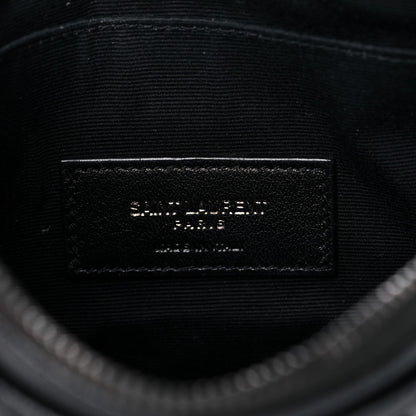Saint Laurent Grain De Poudre Chevron Monogram Bill Pouch Black 6 of 17