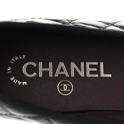 Chanel Aged Calfskin Quilted CC Cap Toe Ballerina Flats 38.5 Black 9 of 10