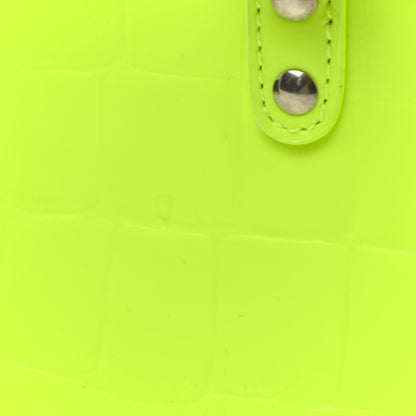 Balenciaga Semi Shiny Calfskin Crocodile Embossed Neo Classic Silver Hardware Mini City Fluo Yellow 17 of 18