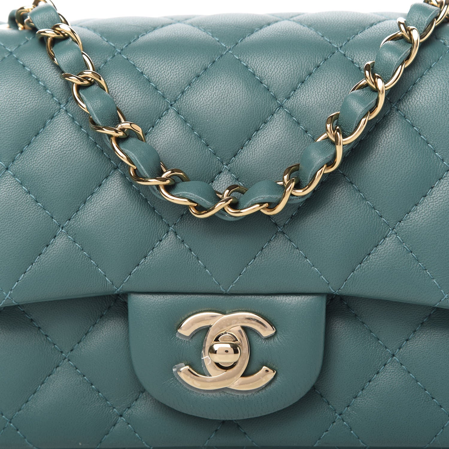 Chanel Lambskin Quilted Mini Square Flap Green 10 of 11
