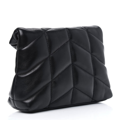 Saint Laurent Lambskin Monogram Loulou Puffer Pouch Clutch Black 3 of 11