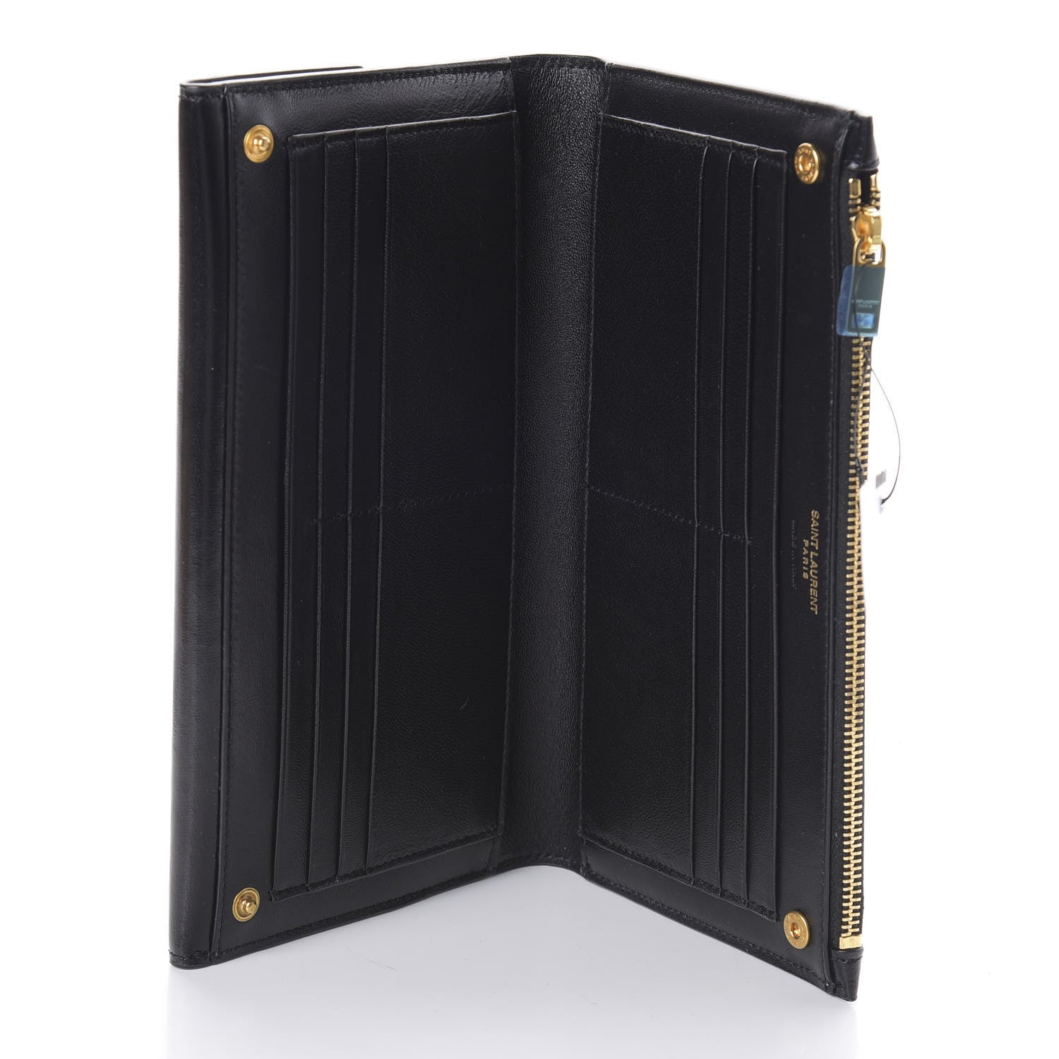Saint Laurent Smooth Shiny Calfskin Monogram Uptown Wallet Black 5 of 6