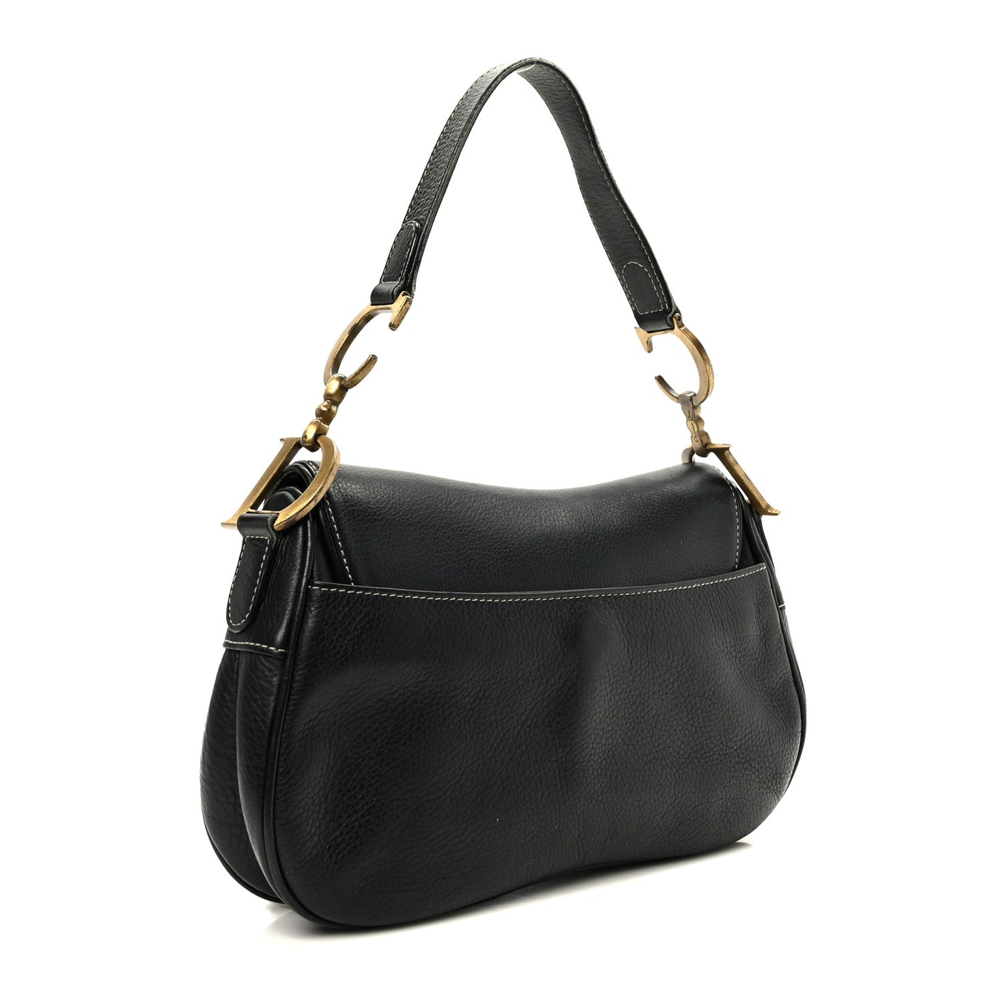 Calfskin Double Saddle Bag Black
