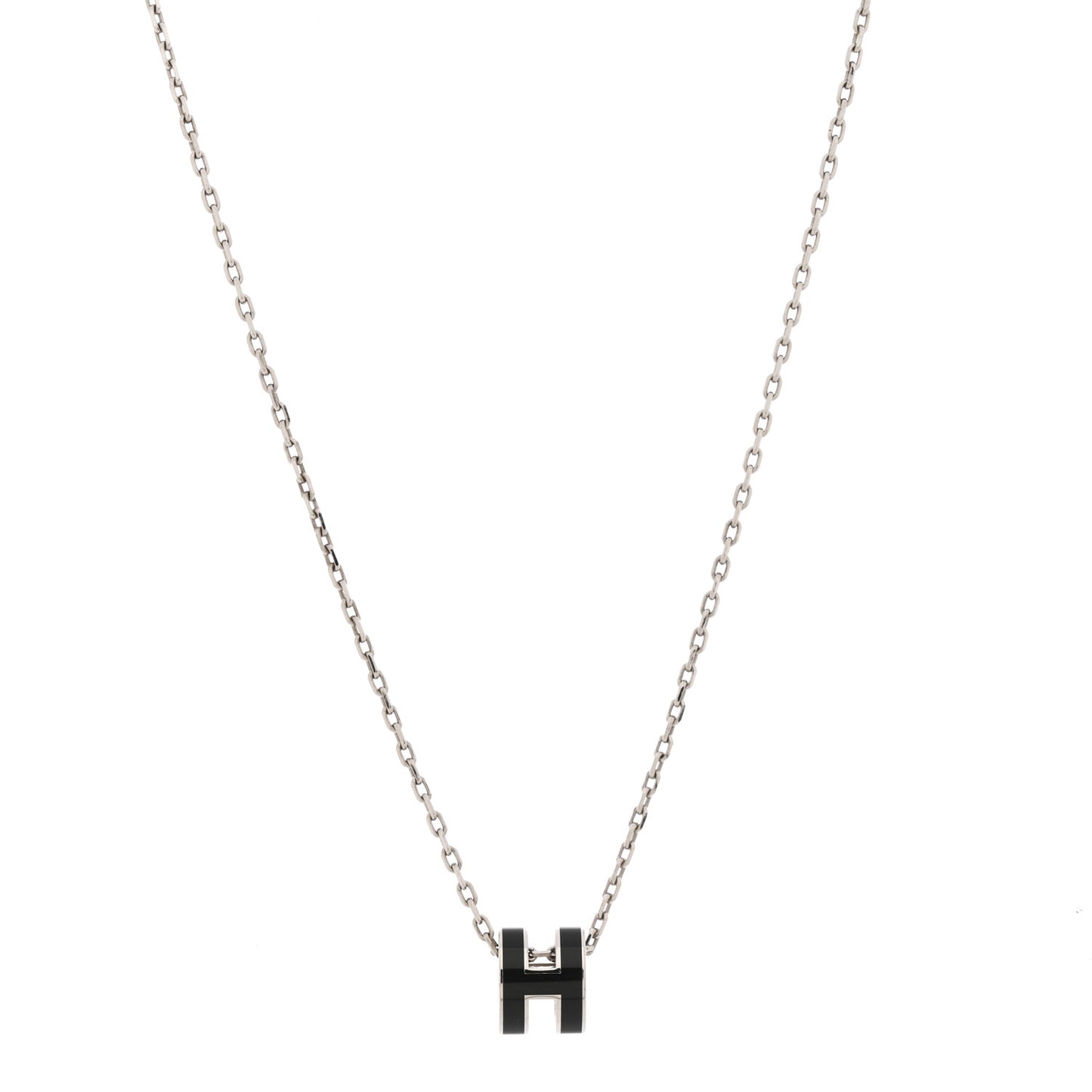 Lacquered Palladium Mini Pop H Pendant Necklace Black