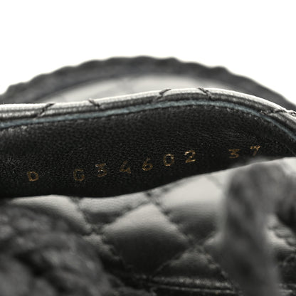 Chanel Cord Lambskin Quilted Logo Sandals 37 Black 10 of 11