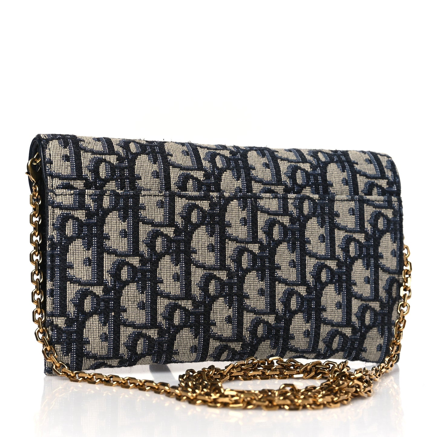 Oblique Saddle Chain Long Wallet Blue