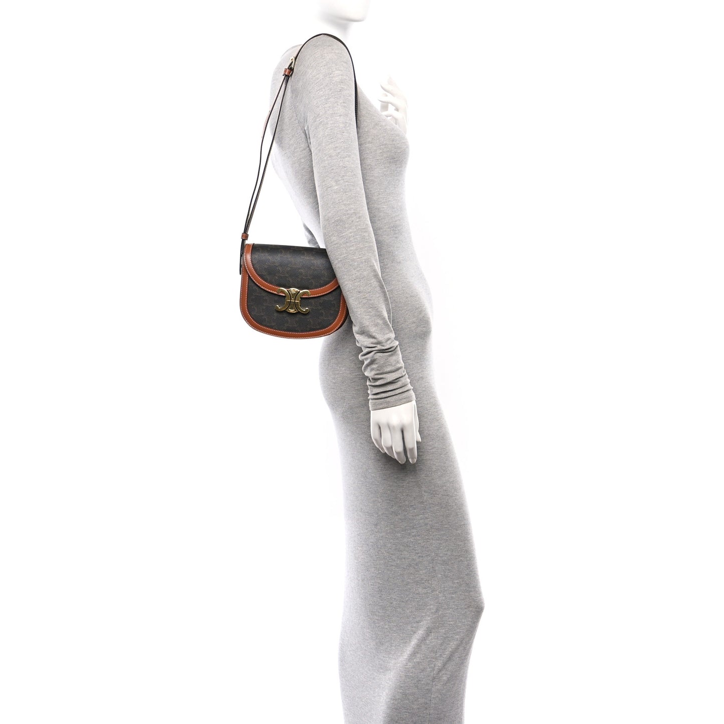 Canvas Calfskin Triomphe Teen Besace Tan