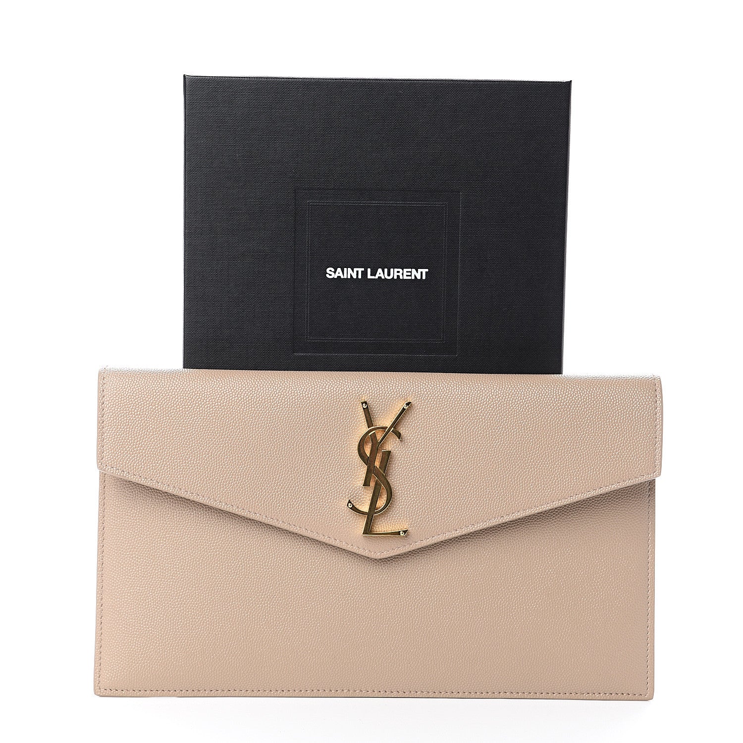 Saint Laurent Grain De Poudre Uptown Pouch Dark Beige 6 of 6