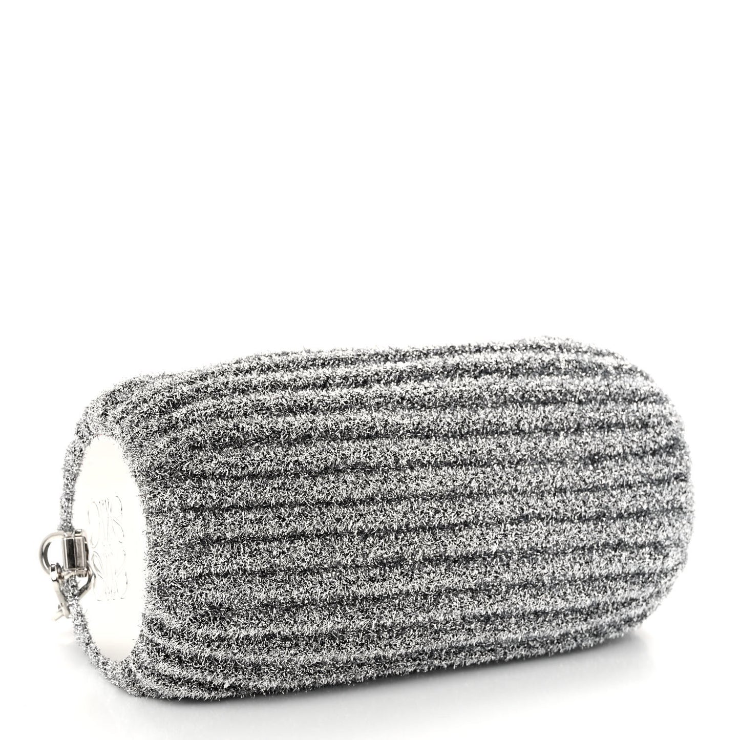 Metallic Lurex Pleated Bracelet Pouch Shoulder Bag Silver