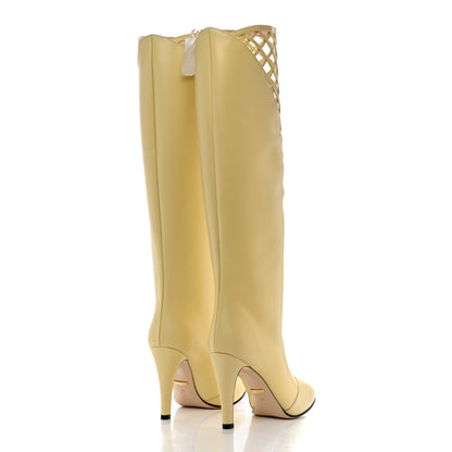 Gucci Plume Calfskin Damir Lattice Cutout Knee High Boot 38 Butter 4 of 11