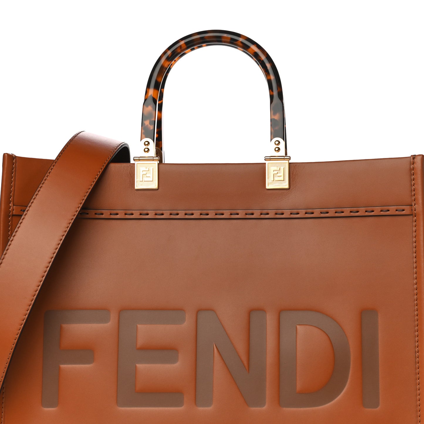 Vitello King Plexiglass Medium Fendi Sunshine Shopper Tote Cuoio