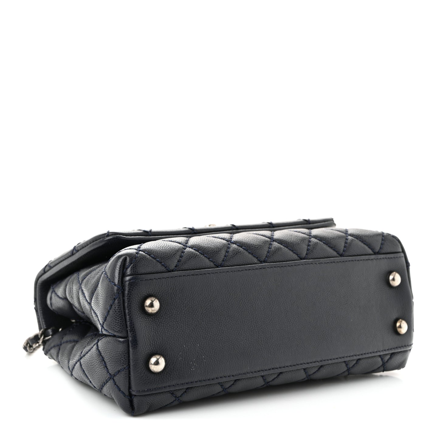 Caviar Lizard Quilted Mini Coco Handle Flap Navy