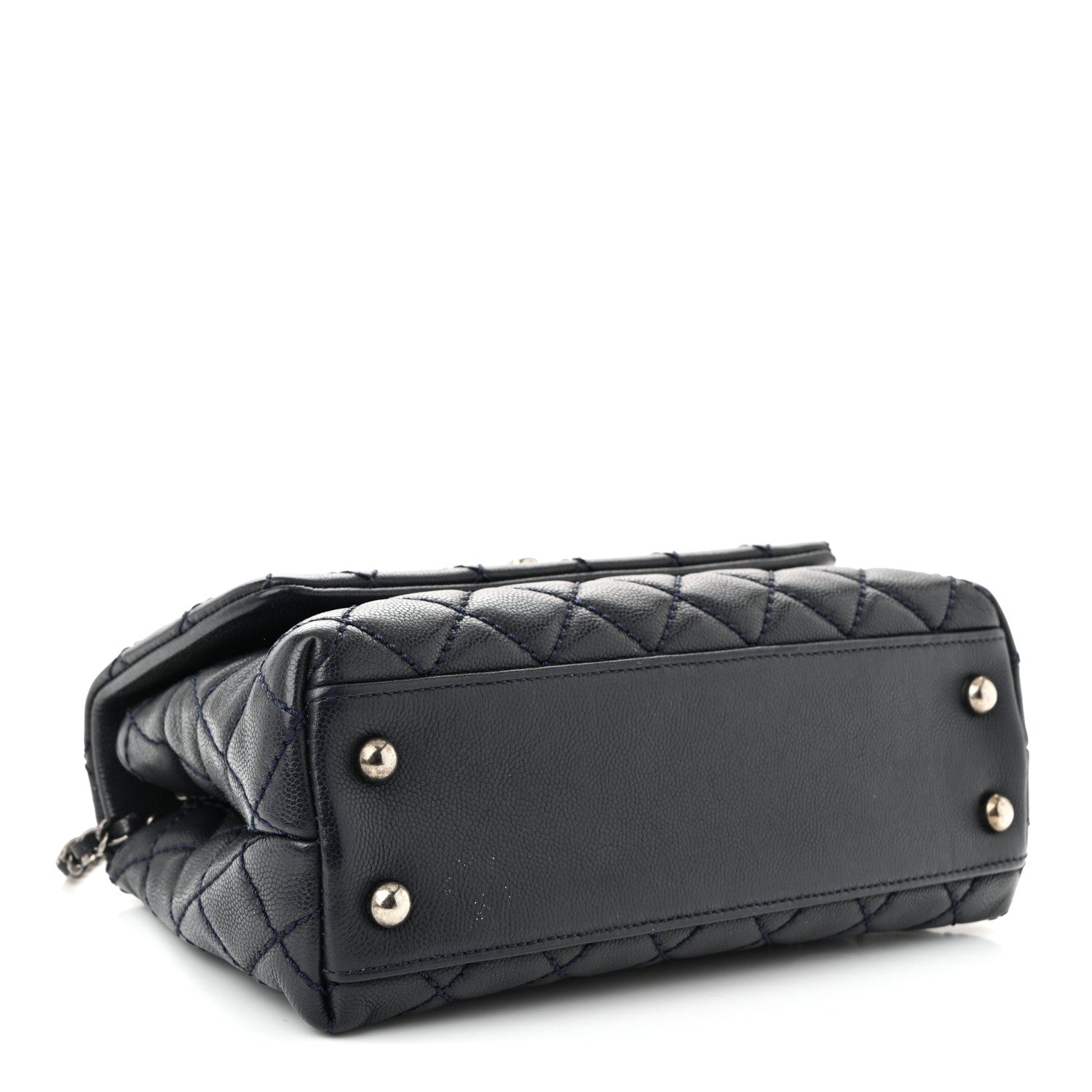 Chanel Caviar Lizard Quilted Mini Coco Handle Flap Navy 4 of 11