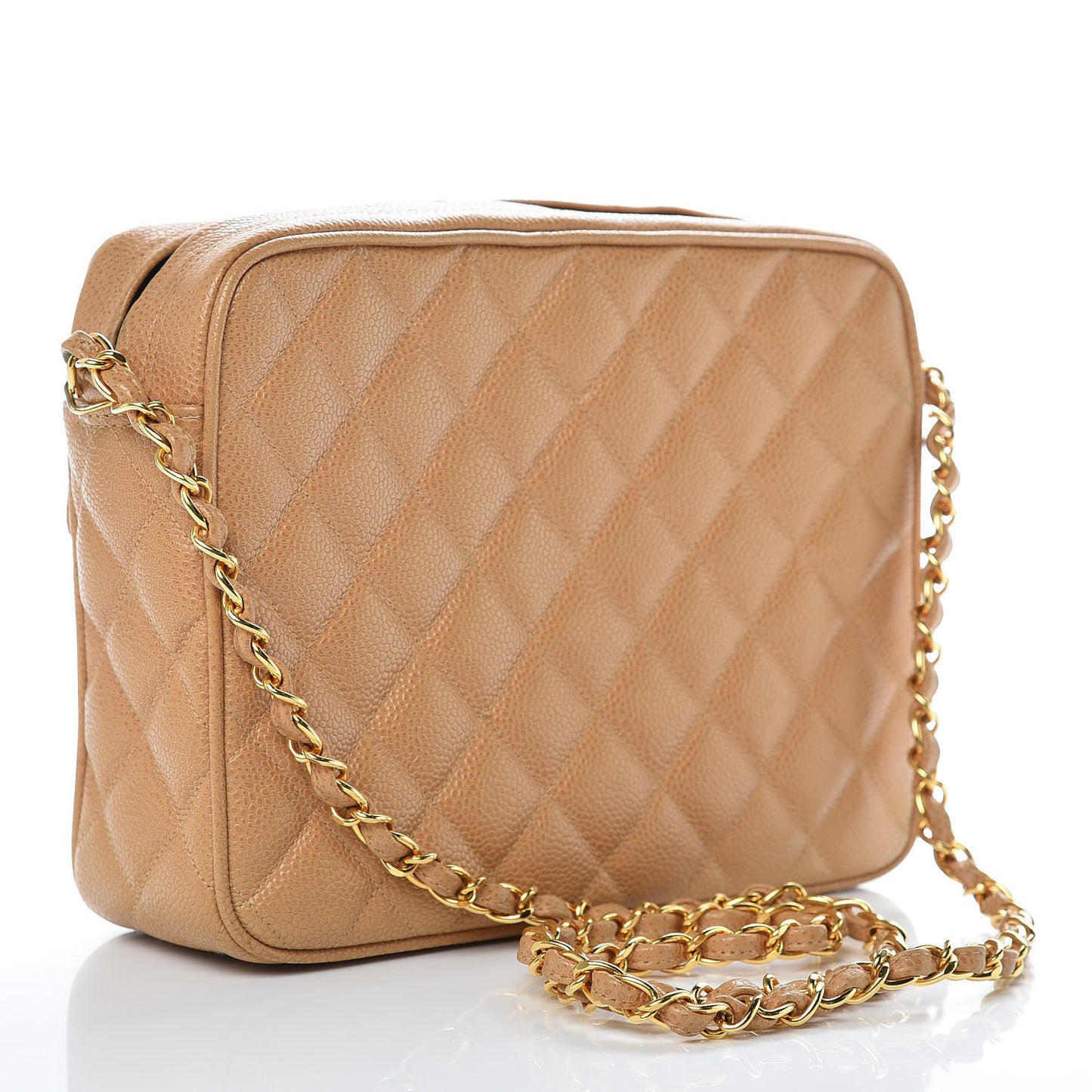 Caviar Quilted Camera Case Beige