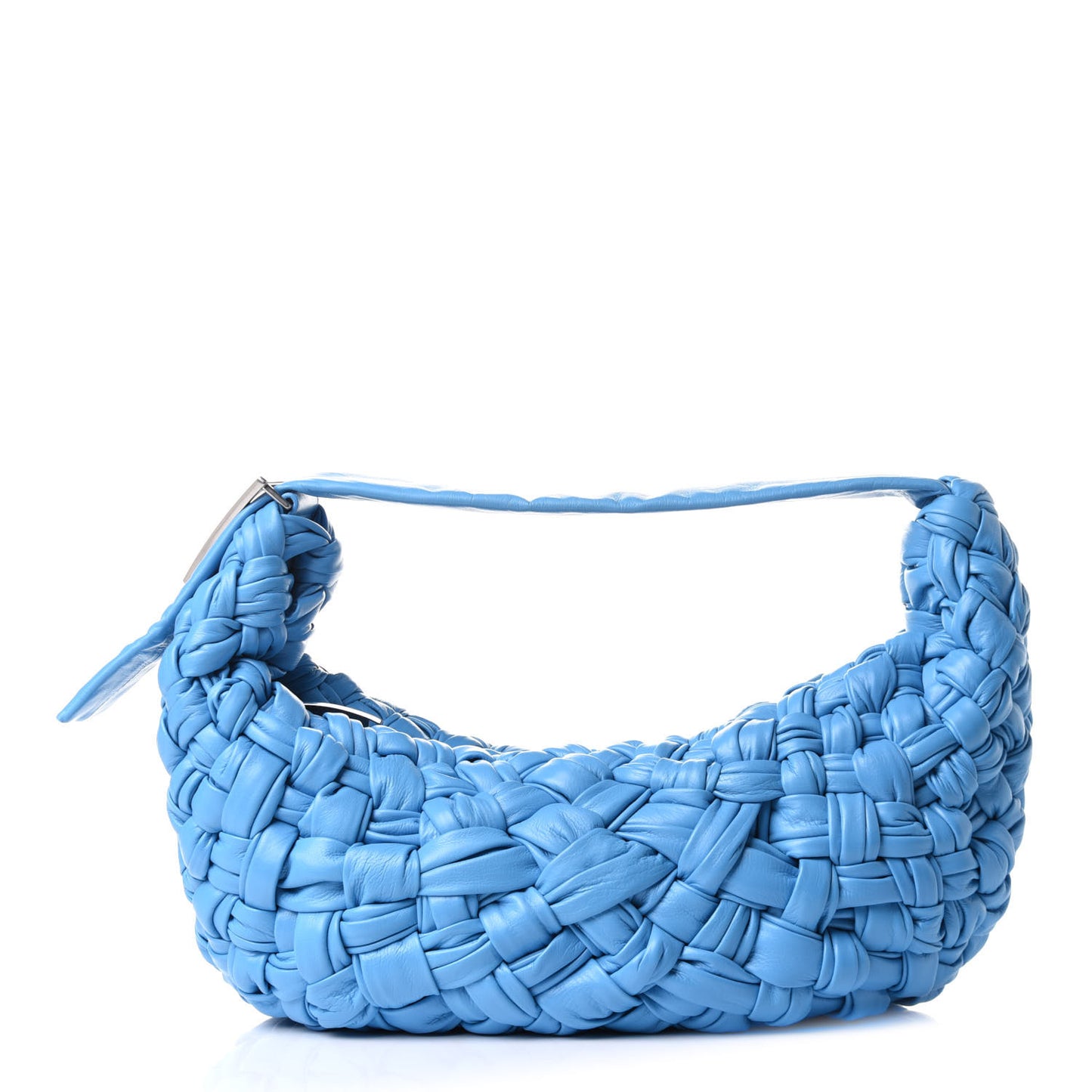 Paper Calfskin Intrecciato Banana Shoulder Bag Blue