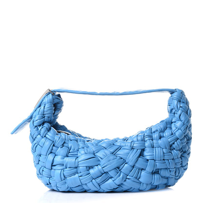 Bottega Veneta Paper Calfskin Intrecciato Banana Shoulder Bag Blue 1 of 10